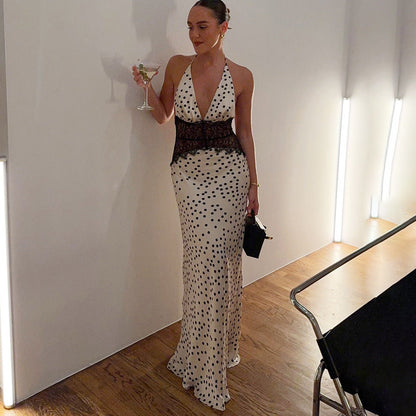 Polyester Hollow-out Lace Patchwork Dress