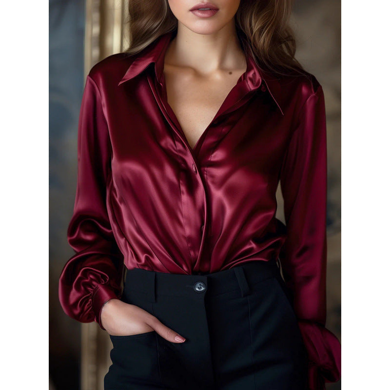 Solid-color Casual Loose-fit Women's Shirt