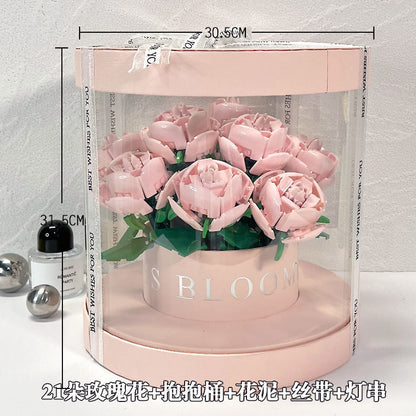 Building Blocks Rose Bouquet Flower Pot
