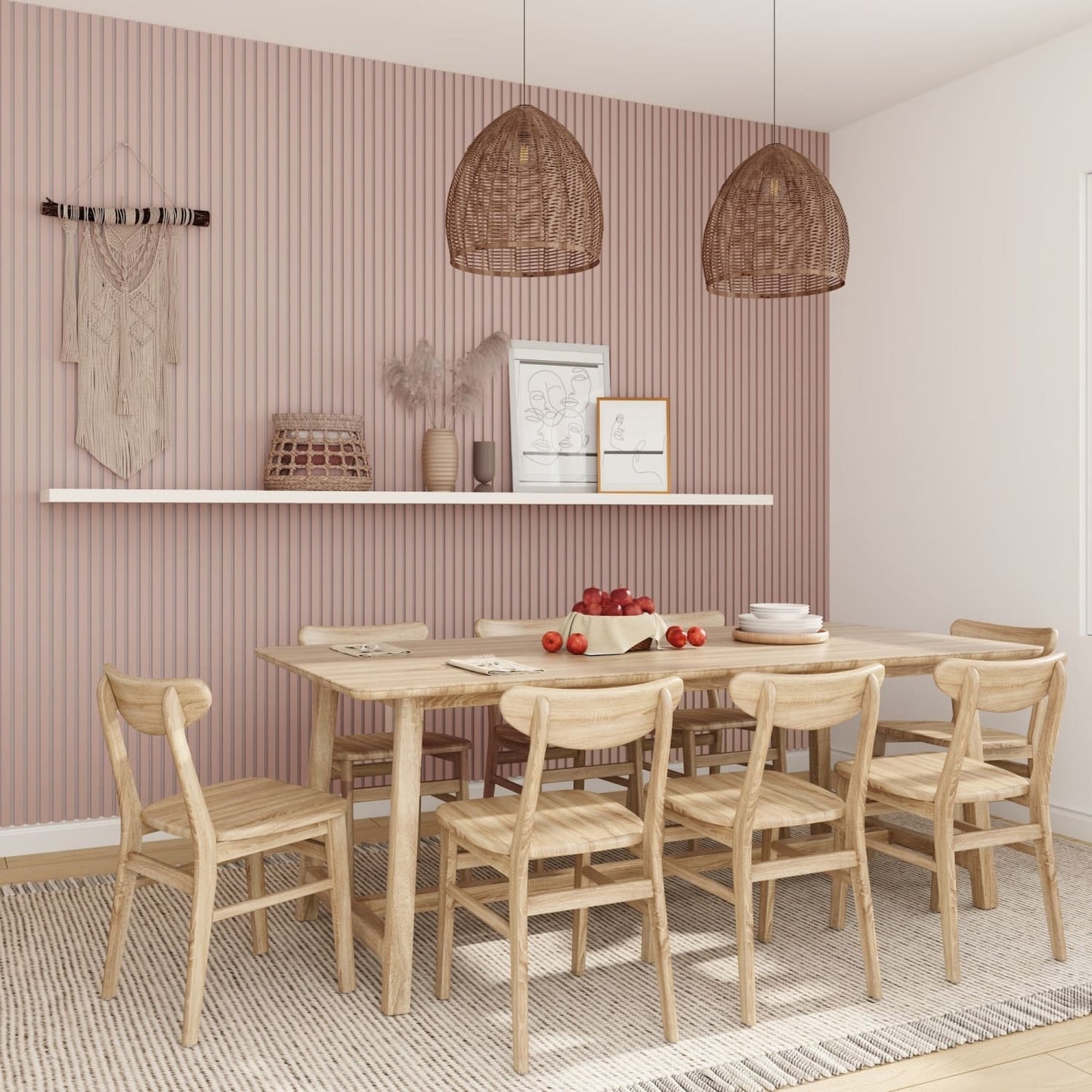 Acoustic Wall Panels in Dusky Pink with White Backing