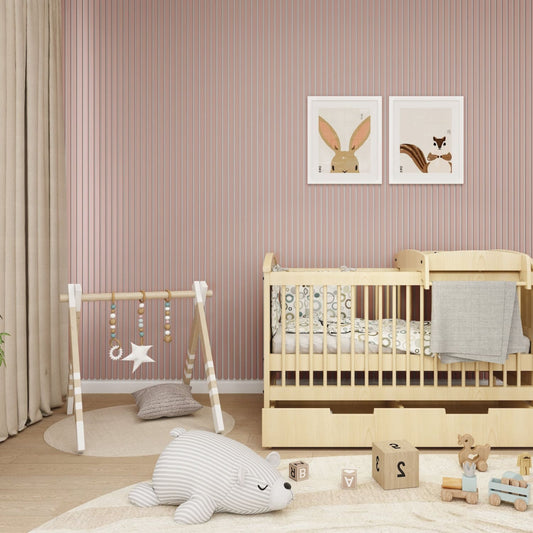 Acoustic Wall Panels in Dusky Pink with White Backing