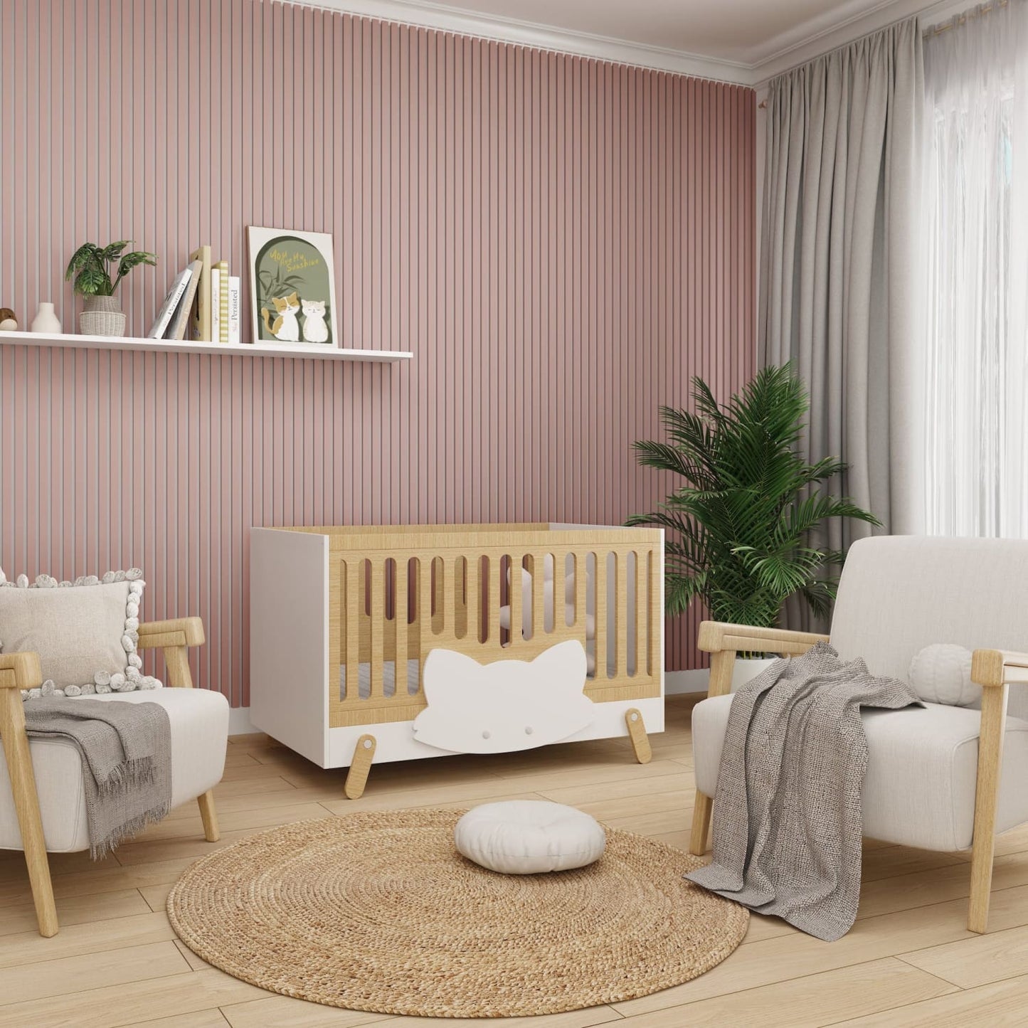 Acoustic Wall Panels in Dusky Pink with White Backing