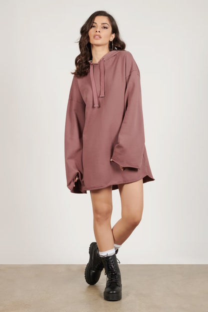 Pure Color Split Dress Baggy Fashion Top