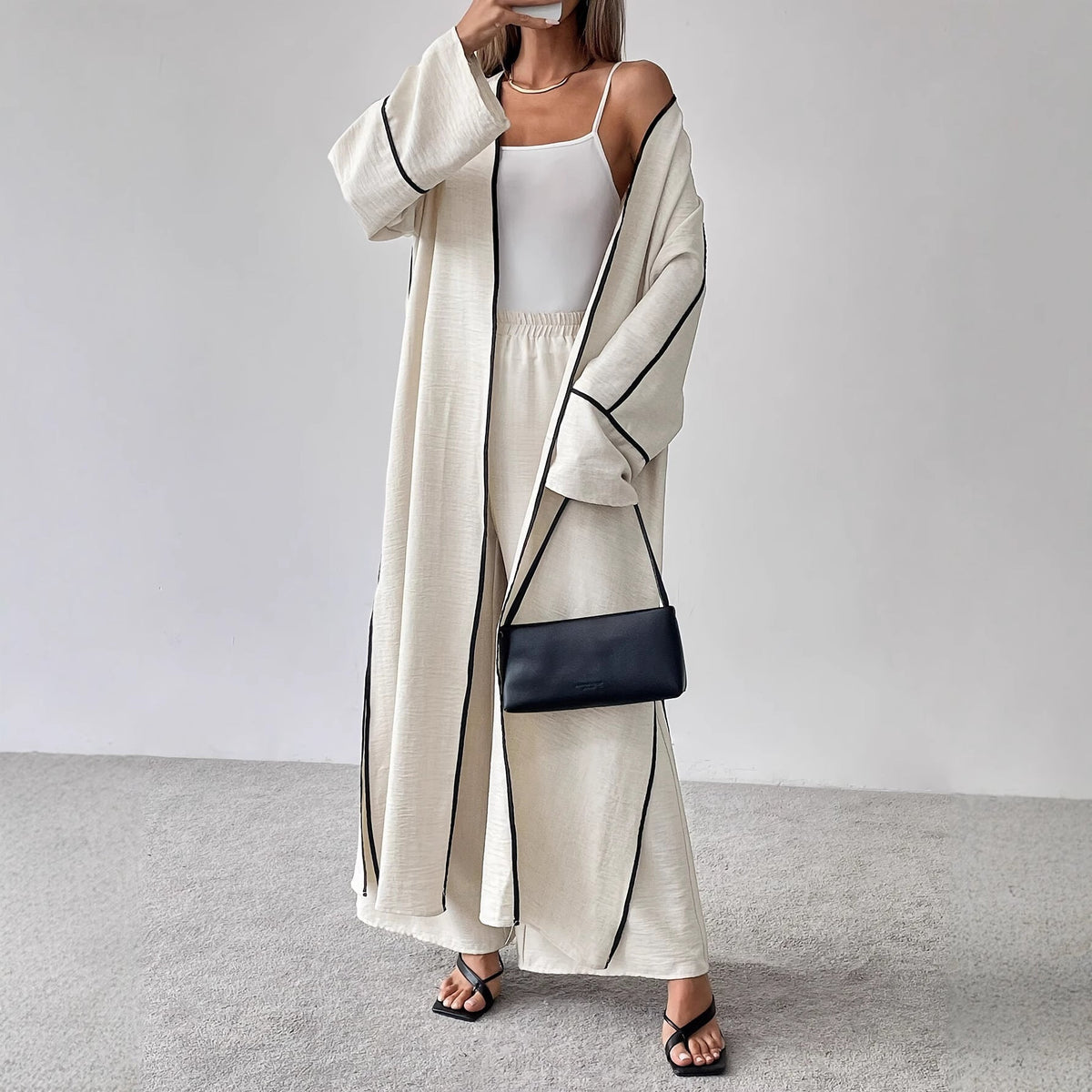 Fashionable Elegant Simple Women's Long-sleeve Cardigan Long Suit