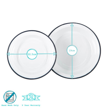 2pc White Enamel Deep Bowls Set