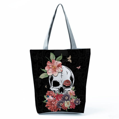 Portable Large Capacity Skull Printed Handbag