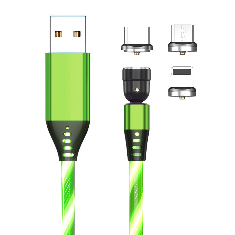 540° Rotating LED Magnetic Charging Cable - 3A Fast Charge for iPhone, USB-C & Micro USB