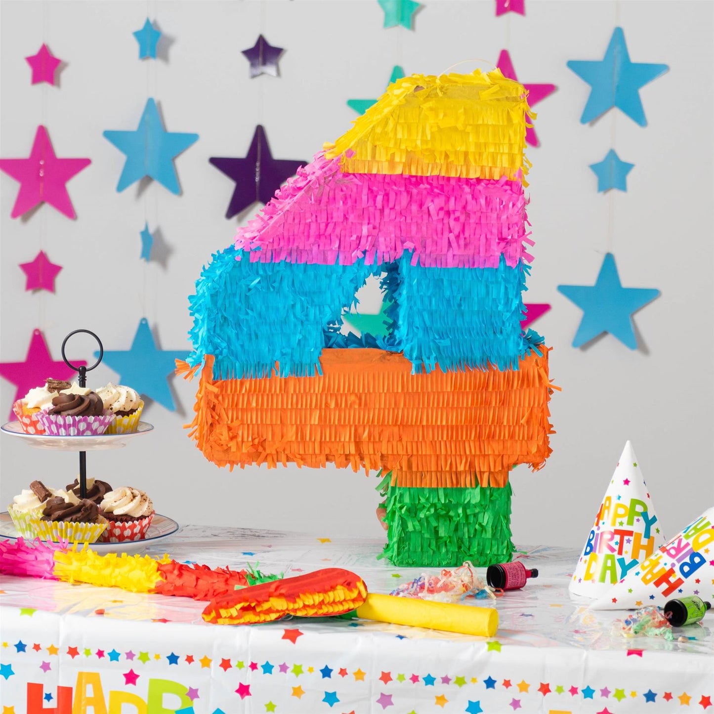 Large Number 4 Pinata Party Set