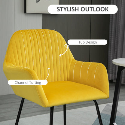 HOMCOM Modern Dining Furniture Set with Round Table and Accent Armchair Black and Yellow