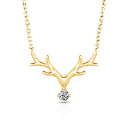 Simple Large Antlers Pendant Necklace