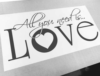 All You Need Is Love Wall Sticker Quote – Romantic Vinyl Wall Decal