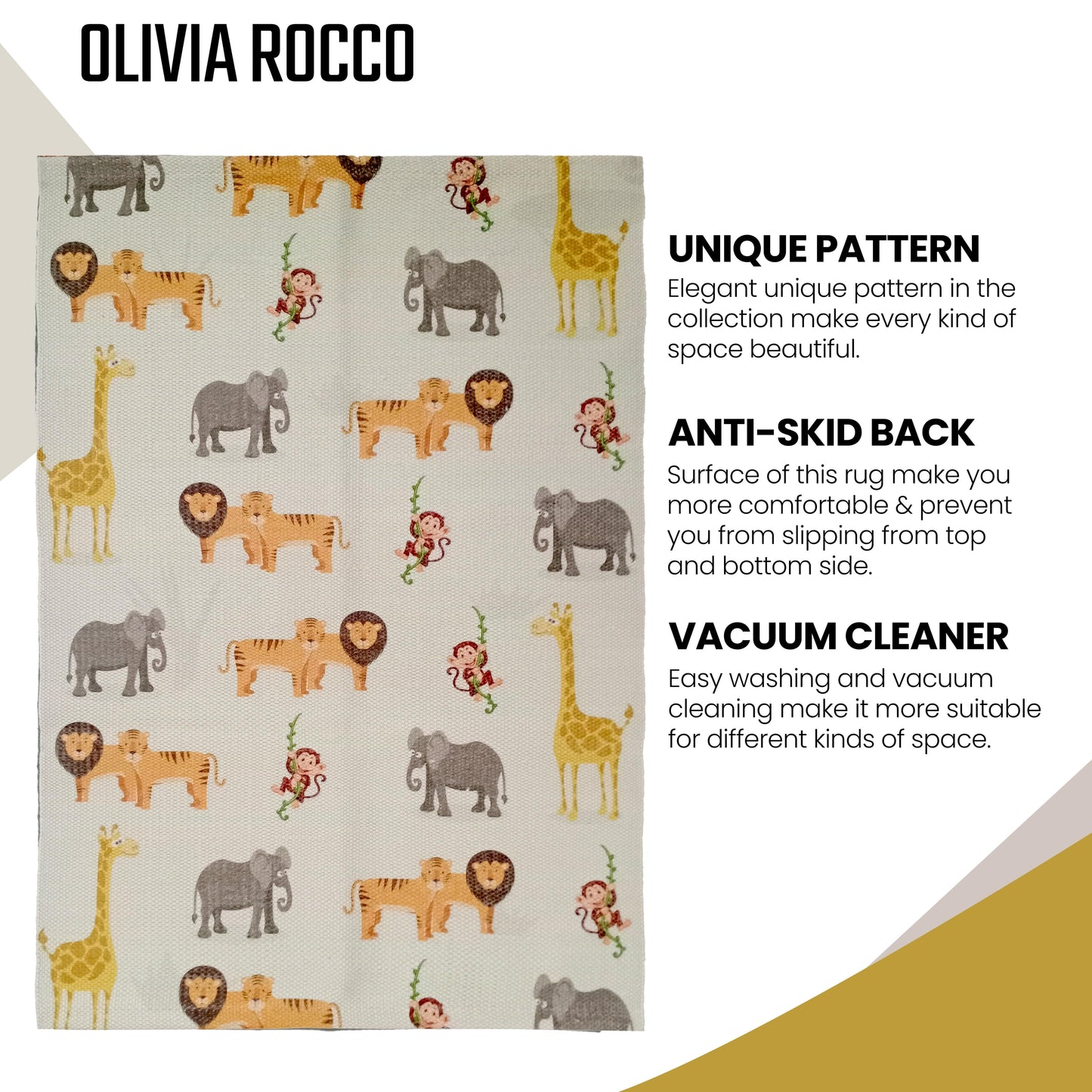 Animal Printed Rug Safari Modern Non-Slip Soft Durable Floor Rug