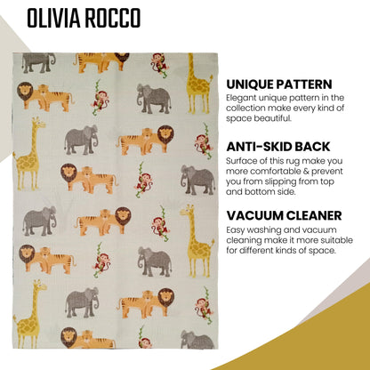 Animal Printed Rug Safari Modern Non-Slip Soft Durable Floor Rug
