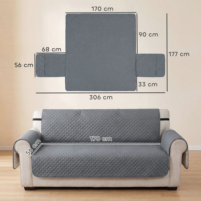 PawHut Waterproof Sofa Cover 3 Seater, Soft Couch Cover for Dogs Cats Pets, Non Slip Sofa Slipcoevr with Elastic Straps