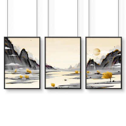 Art prints Japanese for bedroom | set of 3 wall art prints