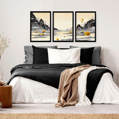 Art prints Japanese for bedroom | set of 3 wall art prints