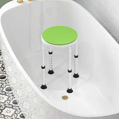 HOMCOM 360\'c2\'b0 Swivel Shower Chair, Height Adjustable Aluminium Shower Stool with Non-Slip Feet for Disabled, Elderly, Green