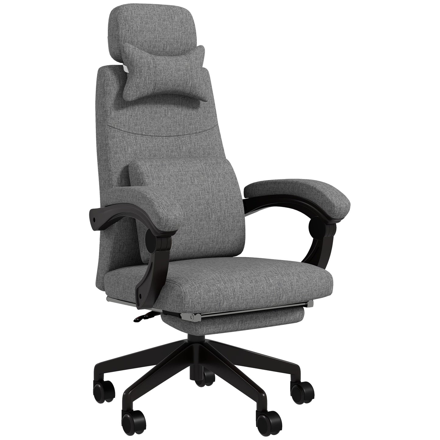 Vinsetto Linen-Look Office Chair, with 160\'c2\'b0 Reclining Back and Footrest - Grey