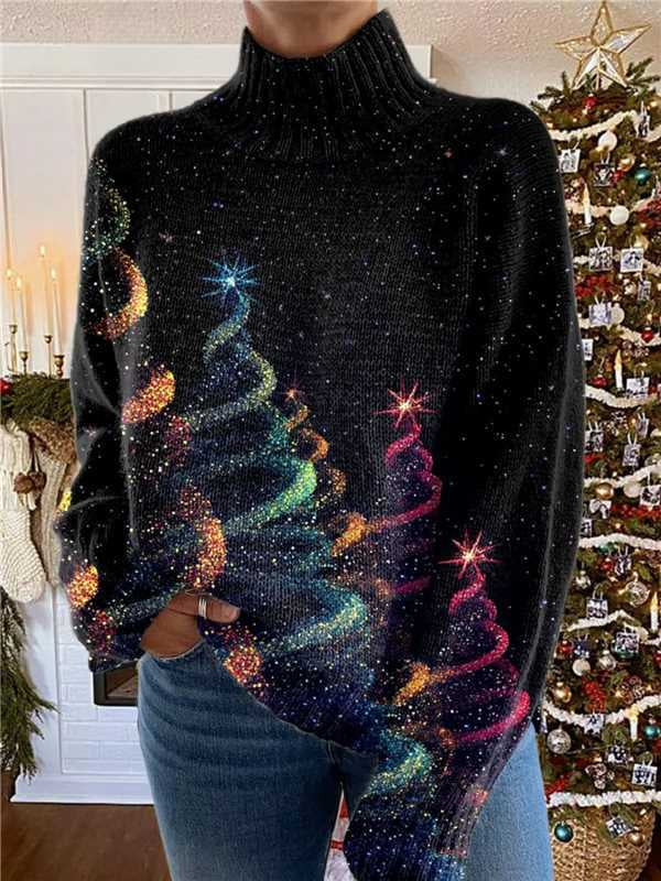 Women's Christmas Printed Turtleneck Sweater