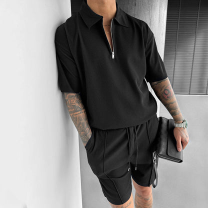 The Weekend Edit – Men’s Zipper Polo & Shorts Summer Suit Set