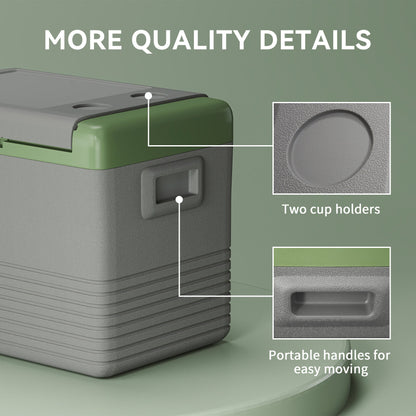 Outsunny 40L Portable Car Refrigerator - Light Green and Grey