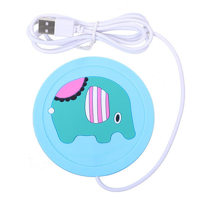 Cartoon Insulation Heating USB Heating Soft Rubber Coaster
