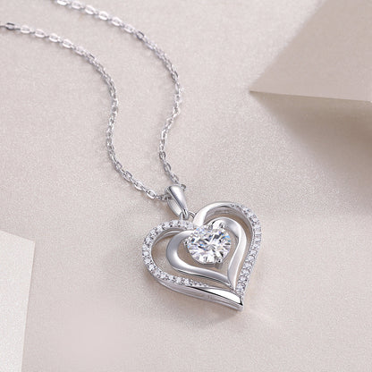 Telepathy - Top-quality Moissanite Fashionable Light Luxury Jewelry Pendant Necklace S925 Silver Plated Platinum.