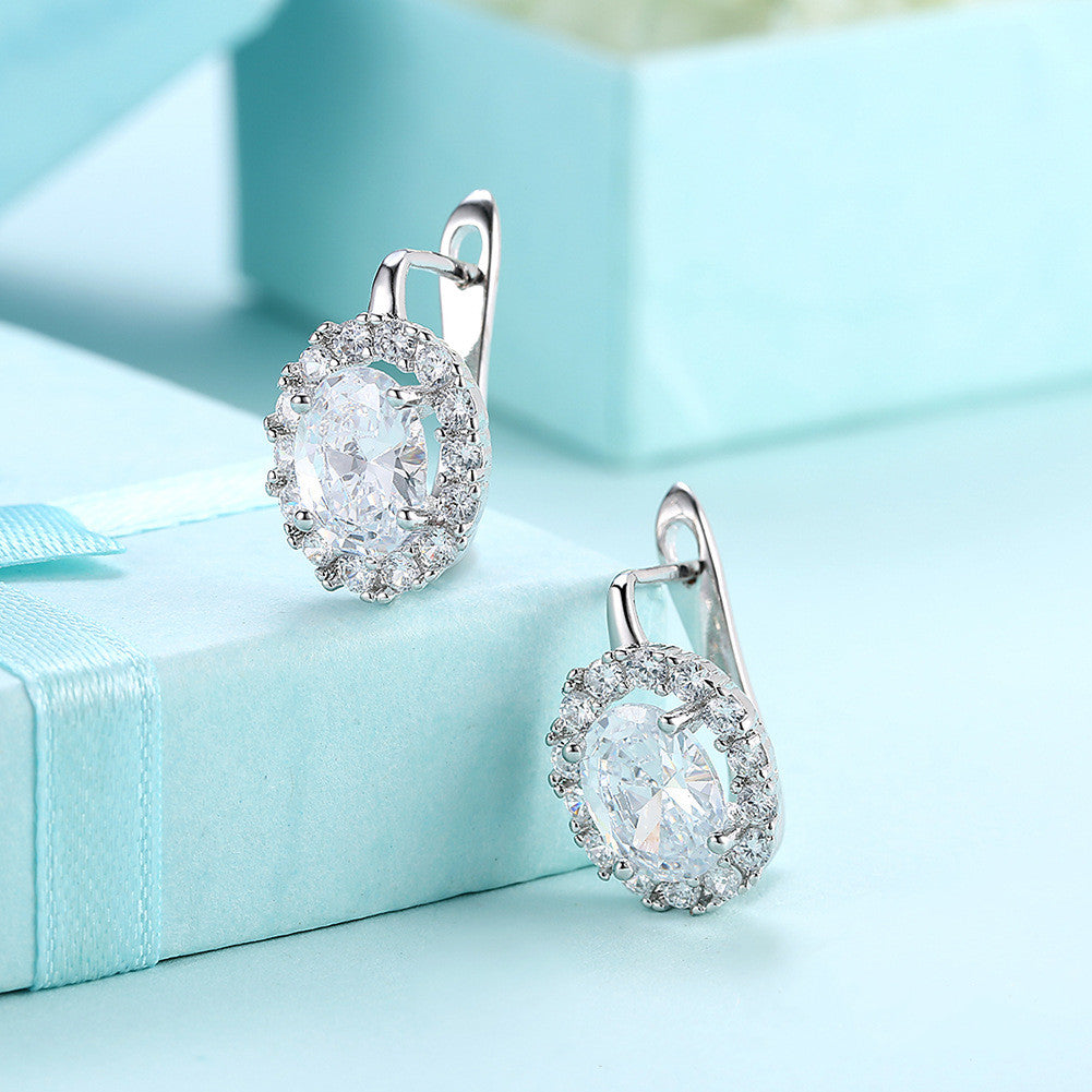 Big Zircon White Glamorous Female Earrings Valentine's Day Gift