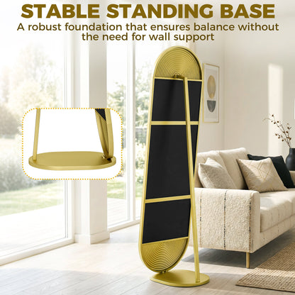 HOMCOM 50 x 161 cm Wavy Full Length Mirror, Free Standing Mirror with Metal Frame and Solid Base, Gold Tone