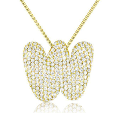 Bubble Initial Diamond Necklace