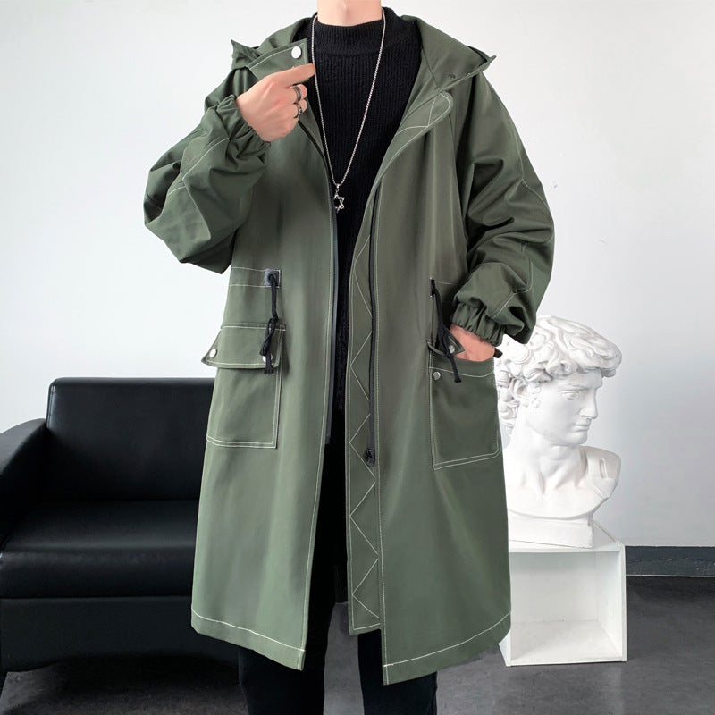 Men's Mid-Length Trench Coat - Spring Autumn Waterproof Jacket