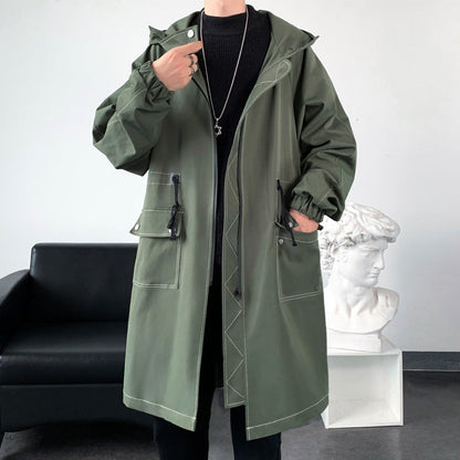 Men's Mid-Length Trench Coat - Spring Autumn Waterproof Jacket