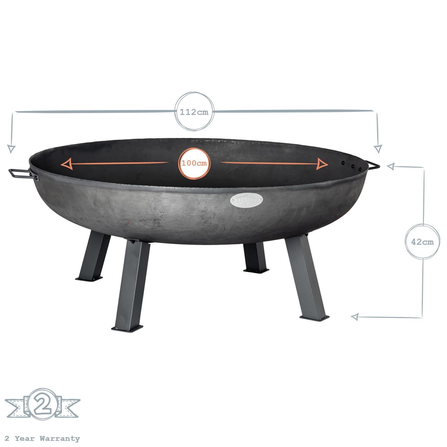 XL Cast Iron Fire Pit 100cm