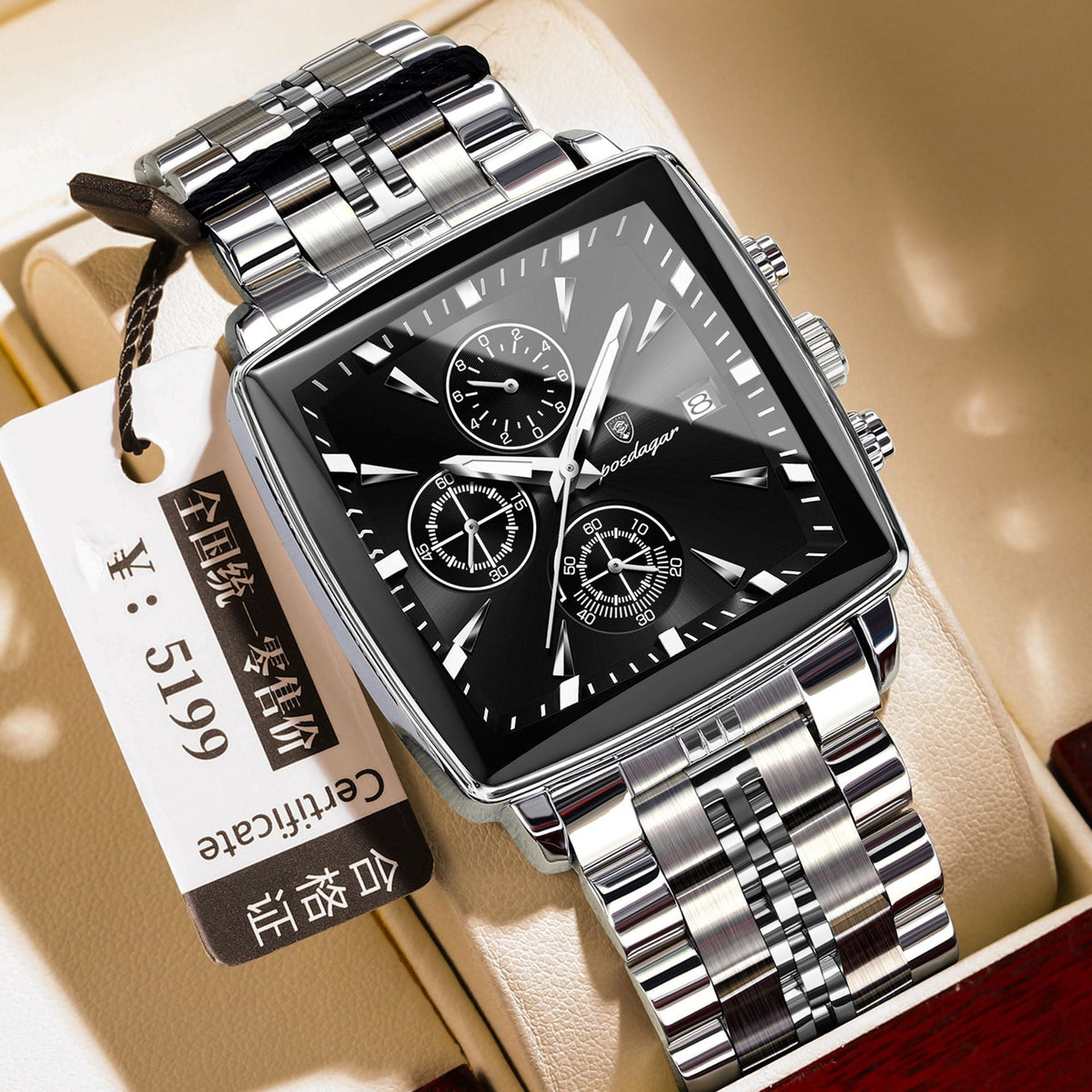 Square Men's Watch Multifunctional Business Quartz