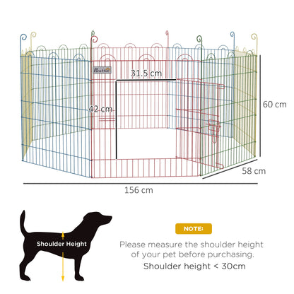 PawHut Pet Playpen Crate, with Eight Panels, Door, for Indoors and Outdoors, 60H x \'ce\'a6156cm