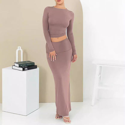 Women's Autumn Pure Color Comfort Slim Fit Two-piece Suit