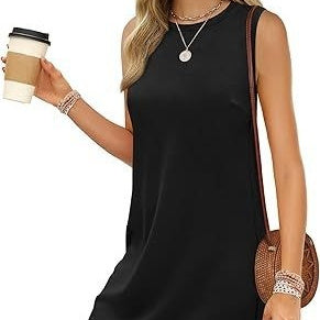 Women's Solid-color Sleeveless Casual Tank Dress