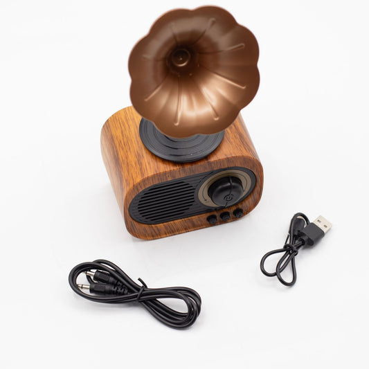 Retro Mini Gramophone Speaker - Bluetooth & FM Radio - 5 watt x 1