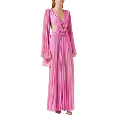 Fashion Backless Flower-decorated V-neck Evening Dress