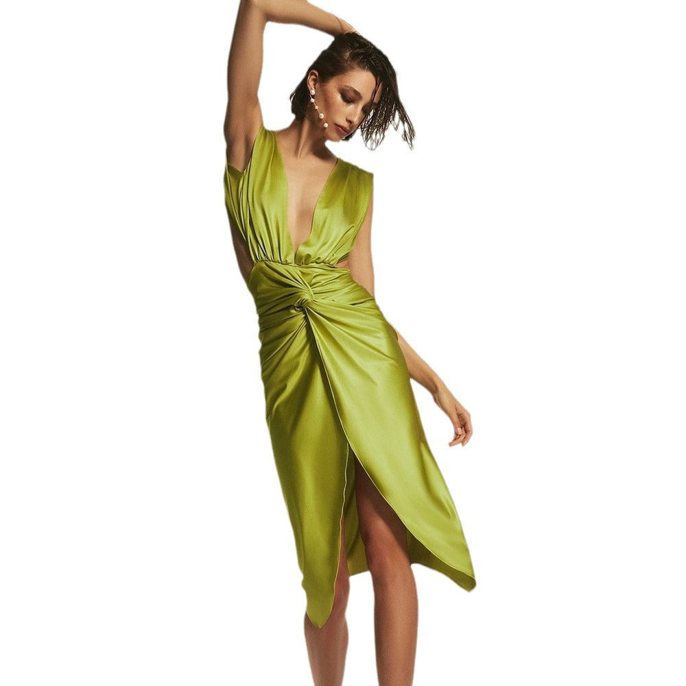 Deep V-neck Sleeveless Backless Evening Dress Party Dress