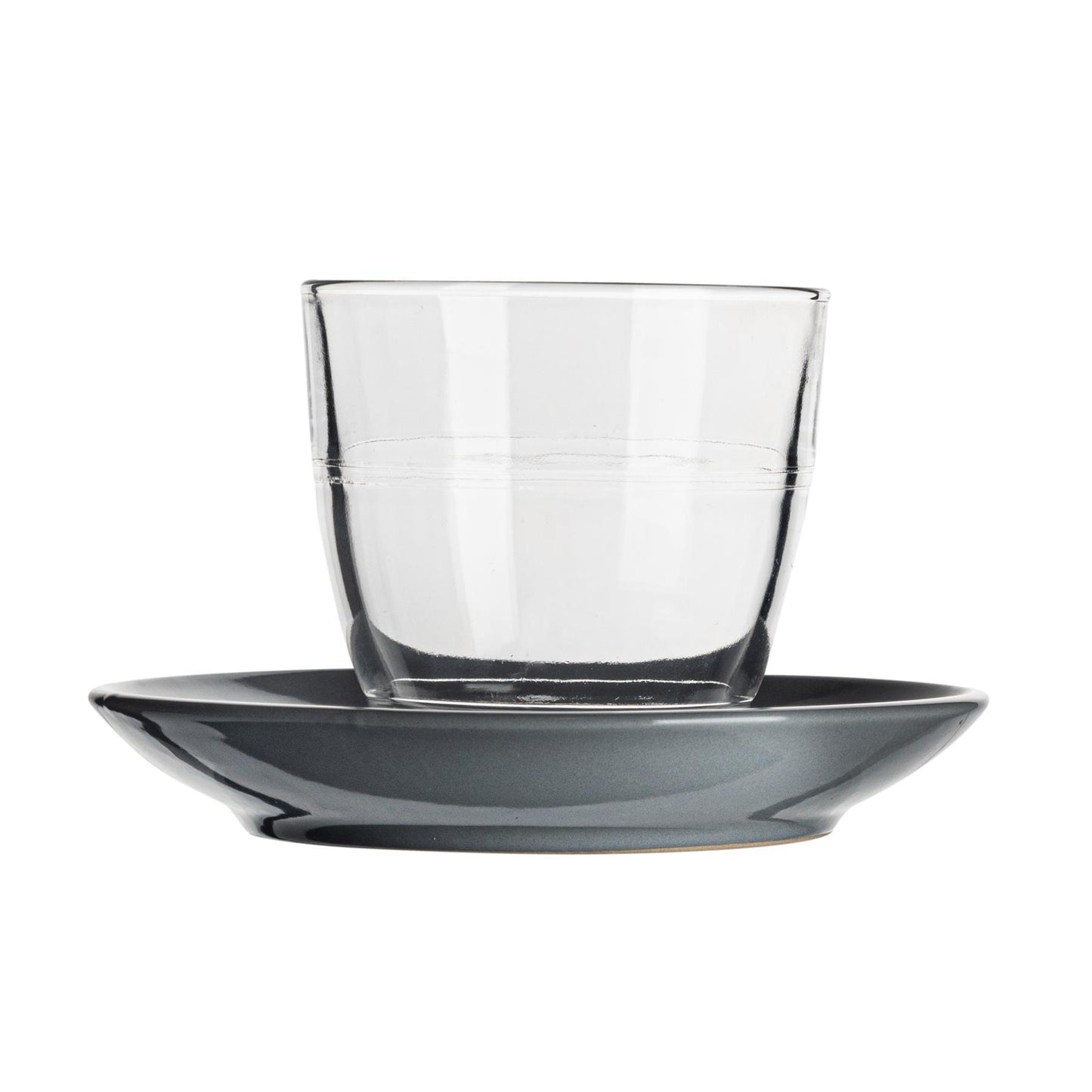 220ml Gigogne Glass Coffee Cups & Saucers - Pack of Six