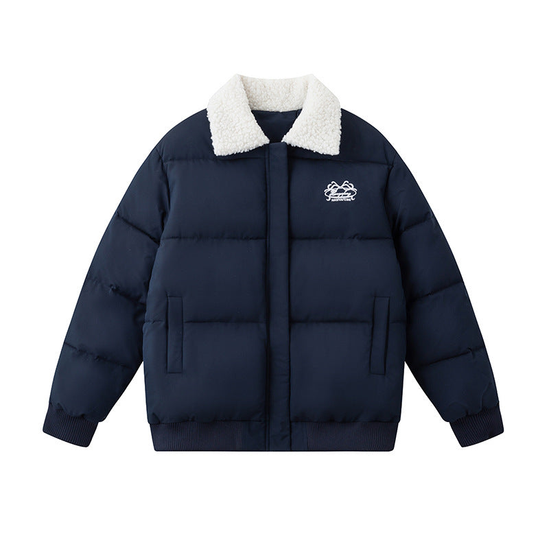 Loose And Warm Thickened Lamb Fur Collar Cotton-padded Clothes