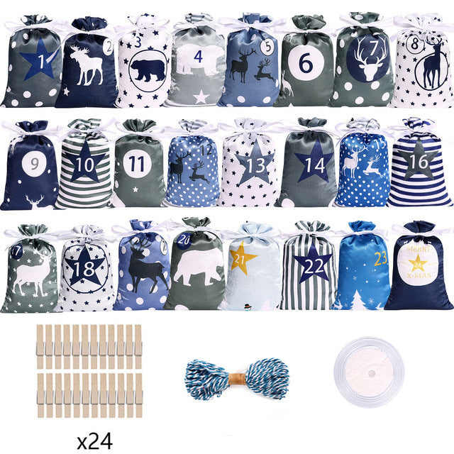 Satin Drawstring Bag Coming Day 1-24 Hanging Suit Candy Gift Satin Bag