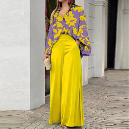 Fashionable Printed Wide-leg Pants