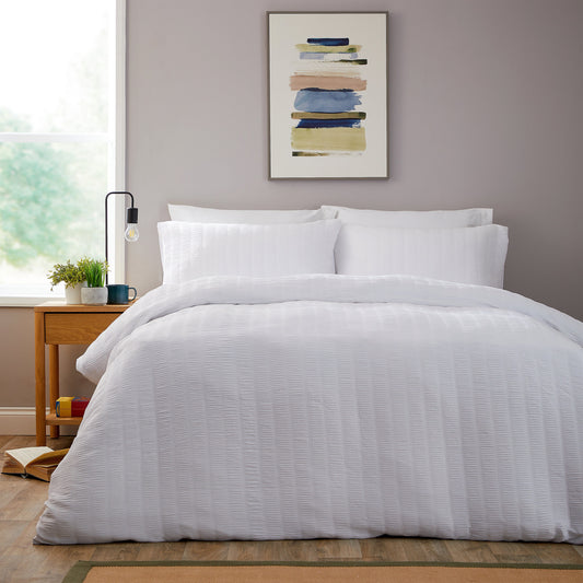 Belgravia White Microfibre Duvet Cover Set with Pillowcases Soft Easy Care Modern Quilt Bedding Bed Linen Set by OLIVIA ROCCO