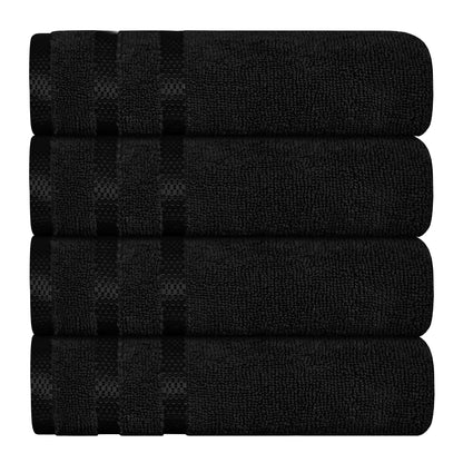 Belmont Viscose Stripe Black Towels 100% Cotton Hotel Quality Super Absorbent 10 Piece Bale Set, 4 Hand Towel & 12 Face Cloths by OLIVIA ROCCO