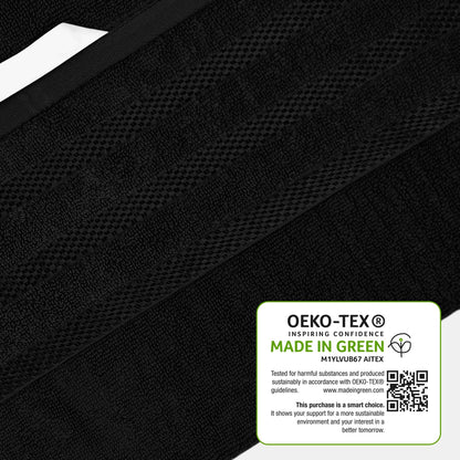 Belmont Viscose Stripe Black Towels 100% Cotton Hotel Quality Super Absorbent 10 Piece Bale Set, 4 Hand Towel & 12 Face Cloths by OLIVIA ROCCO