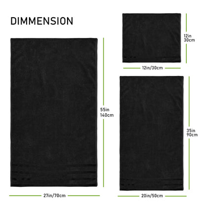 Belmont Viscose Stripe Black Towels 100% Cotton Hotel Quality Super Absorbent 10 Piece Bale Set, 4 Hand Towel & 12 Face Cloths by OLIVIA ROCCO