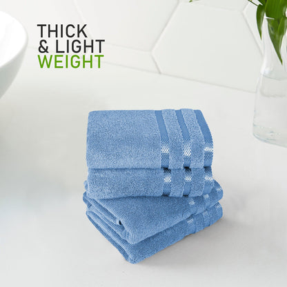 Belmont Viscose Stripe Blue Towels 100% Cotton Hotel Quality Super Absorbent 10 Piece Bale Set, 4 Hand Towel & 12 Face Cloths by OLIVIA ROCCO