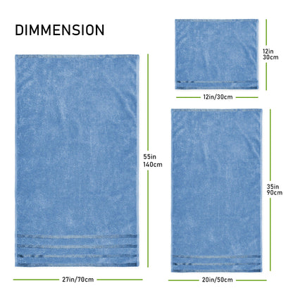 Belmont Viscose Stripe Blue Towels 100% Cotton Hotel Quality Super Absorbent 10 Piece Bale Set, 4 Hand Towel & 12 Face Cloths by OLIVIA ROCCO